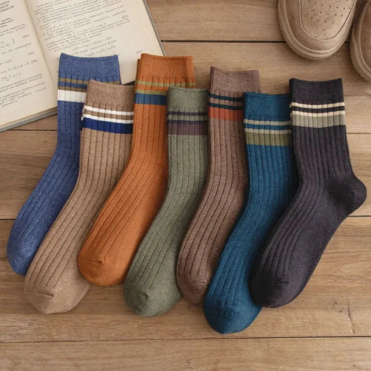 Retro Striped Cotton Socks