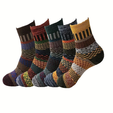 Bohemian Colorblock Crew Socks 5 Pair